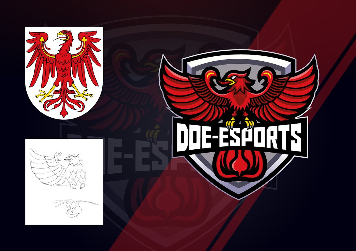 Aus einem Wappen ein #eSports  #Logo gestalten?
Dieser Aufgabe nahm ich mich in den letzten Monaten an und kreierte aus dem #Brandenburg #Adler ein Logo. Markante Elemente wie Schnabel/Kopf, Ende der Flügel und die Schwanzfedern wurden übernommen.

#design #LogoDesign