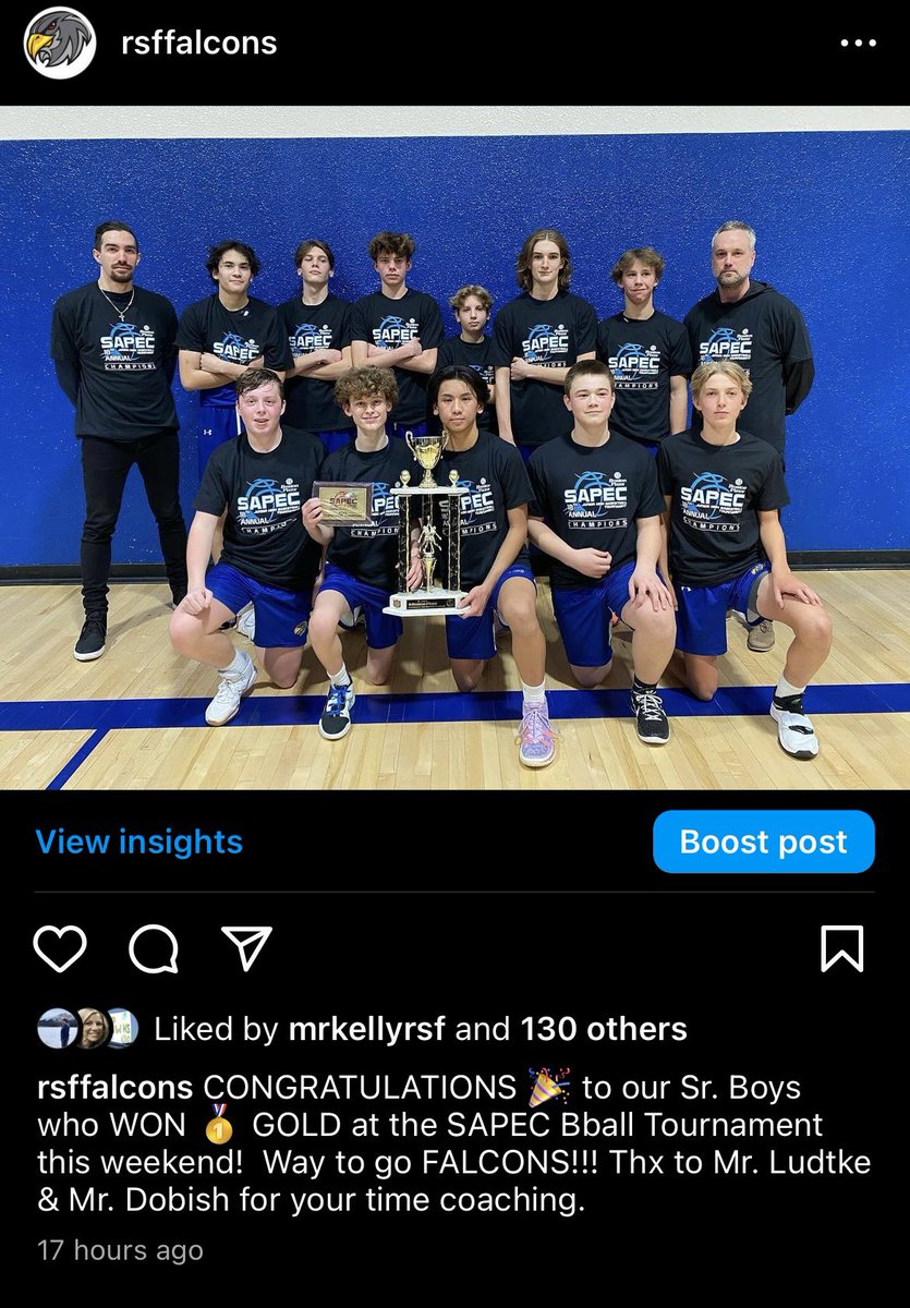 Congrats to our Sr. Boy’s basketball team for their tournament victory at SAPEC this weekend!  Way to go Falcons!