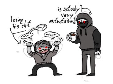 adumb_spider's tweet photo. I reread the sanmos coffee shop AU and I just can’t-

Look at him. Just look at this gremlin 

#madnesscombat #madcom #sanmos https://t.co/0VXA3DVDaz