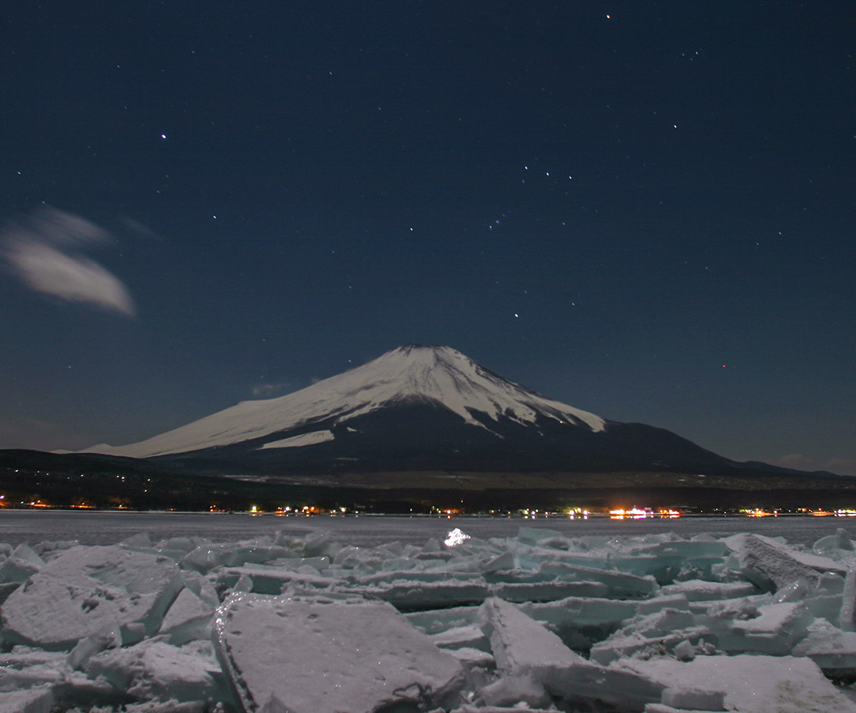 結氷の湖畔 山中湖で以前撮影。