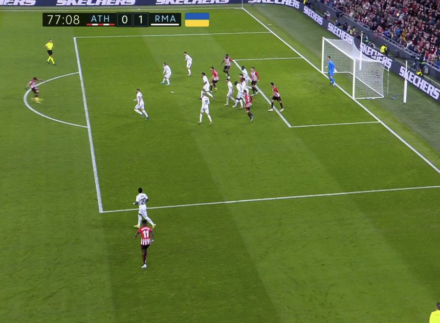 TorresErwerle's tweet photo. Le anularon este gol al Athletic Bilbao por una obstrucción visual a Courtois. https://t.co/1mdOO7OYjR