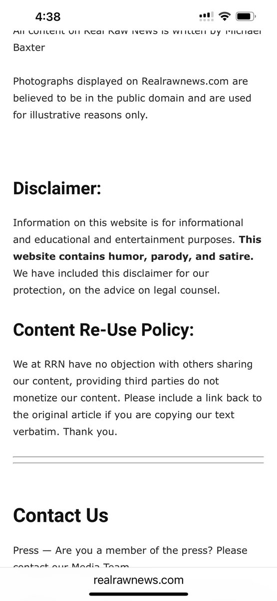 RikIronjaw's tweet photo. I can’t believe after years of posting this, it has to be posted again.
REAL RAW NEWS IS FAKE NEWS, IT’S MADE UP, FANTASTICAL NONSENSE.
Please stop. #checkyoursource https://t.co/RLG1SJewGo