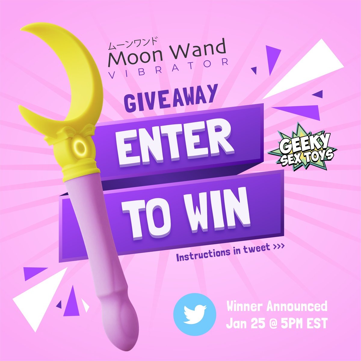 GIVEAWAY 🎀 - To celebrate the return of our NEW Moon Wand Vibrator, we're giving one away!!! How to Enter: Follow us. Like and RT this tweet AND our previous tweet. Winner picked at random and announced Jan 25 @ 5pm EST 💗✨
