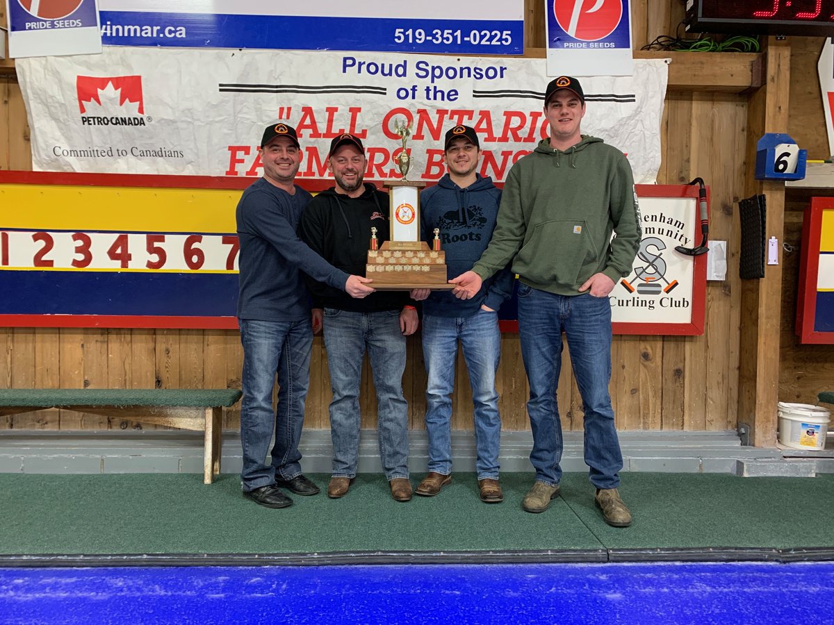 Congratulations to the winners of  the 36th Annual All Ontario Farmers Bonspiel, team Jeremiah Rabideau from the Glencoe Curling Club #curling #intag