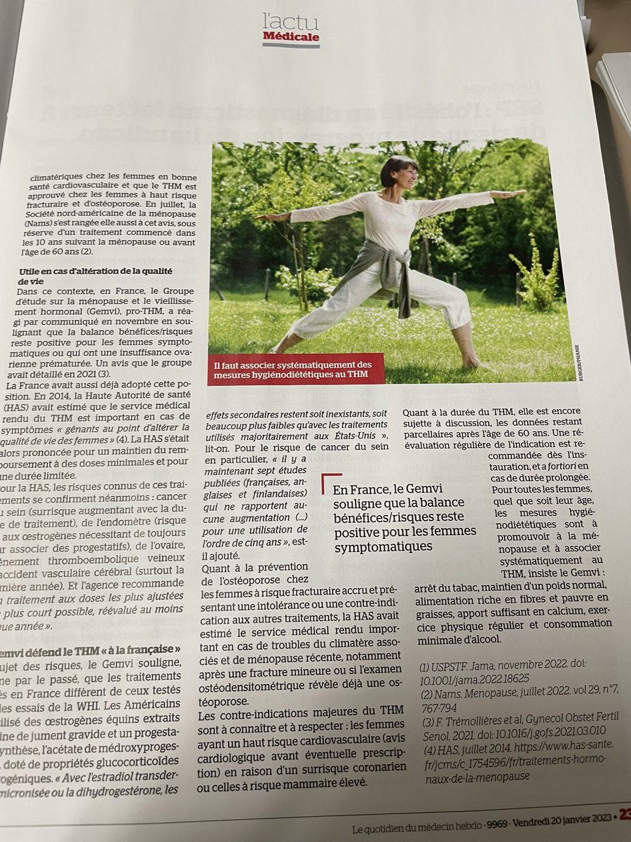 patobgy's tweet photo. Bonne synthèse dans le #quotidiendumedecin sur le Traitement hormonal de la #menopause. Le point de vue positif du #gemvi est rappelé avec citation des recommandations du #cngof-gemvi https://t.co/JFWNk81cd8