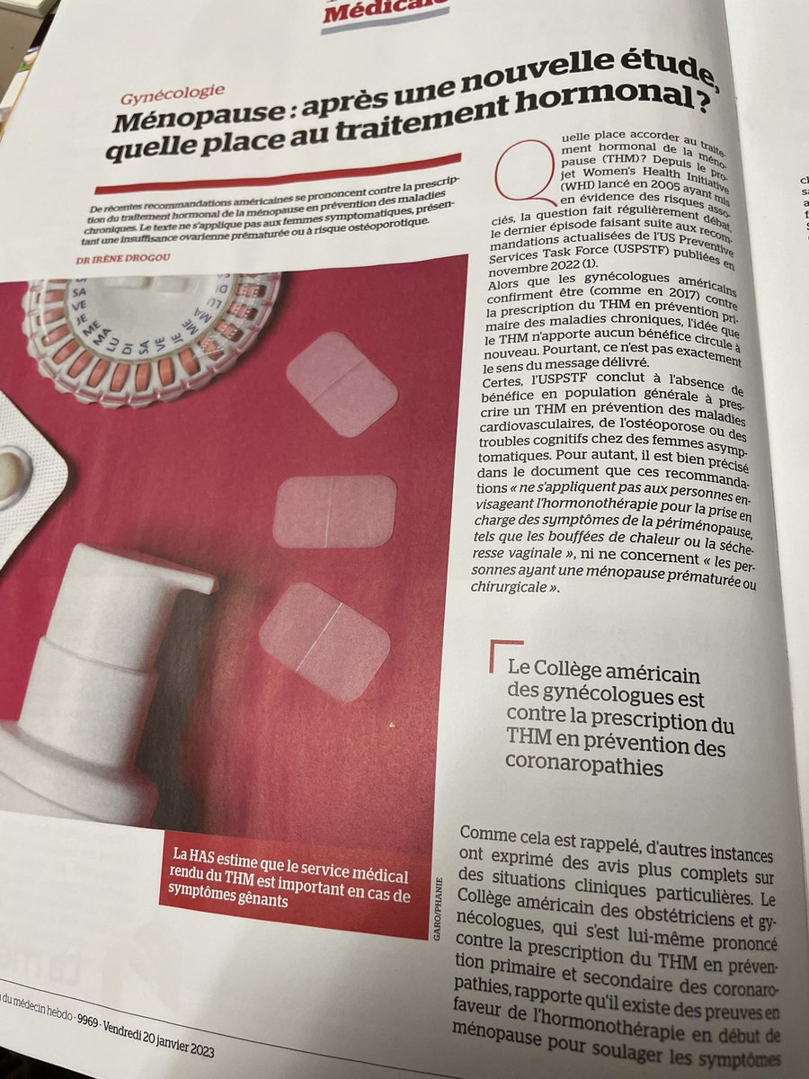 patobgy's tweet photo. Bonne synthèse dans le #quotidiendumedecin sur le Traitement hormonal de la #menopause. Le point de vue positif du #gemvi est rappelé avec citation des recommandations du #cngof-gemvi https://t.co/JFWNk81cd8