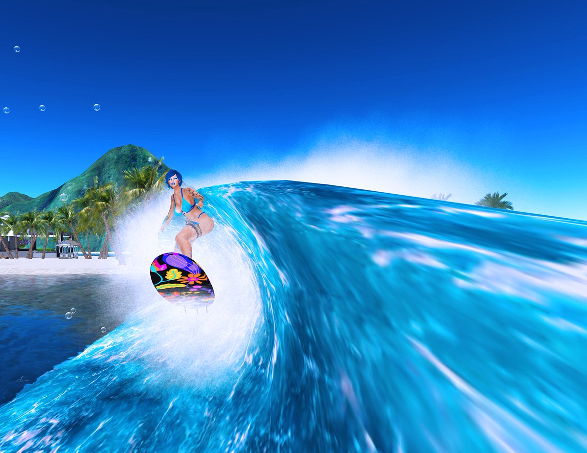 So ... the waves at Miktopia are coming along great. 

AND... my girlfriend  <a href="/AlwaysJessie1/">💖Jess💙</a> took the plunge for a franchise pack for designing and selling boards. Come visit Miktopia to see them! (The board I am on is one of hers)

Miktopia: maps.secondlife.com/secondlife/Cas…

#SecondLife