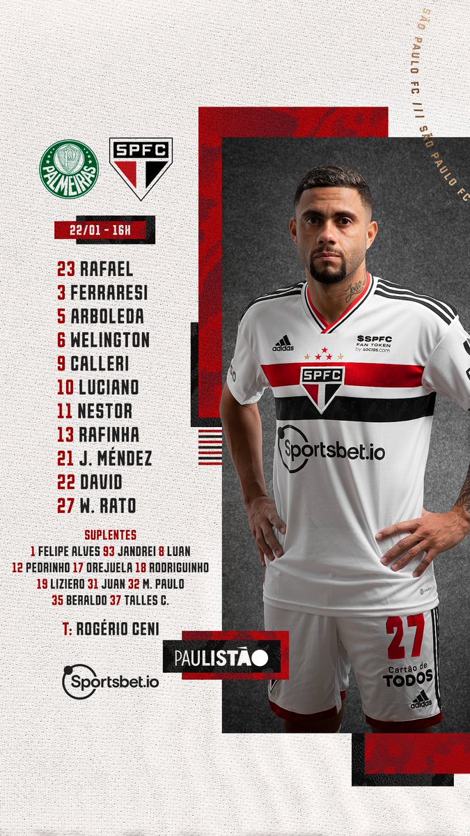 São Paulo FC on X: Esses são os próximos jogos do Tricolor: 🆚 Palmeiras  🗓 22/01 (domingo), 16h 🏟 Allianz Parque 🏆 Paulistão 🆚 Portuguesa 🗓  26/01 (quinta)