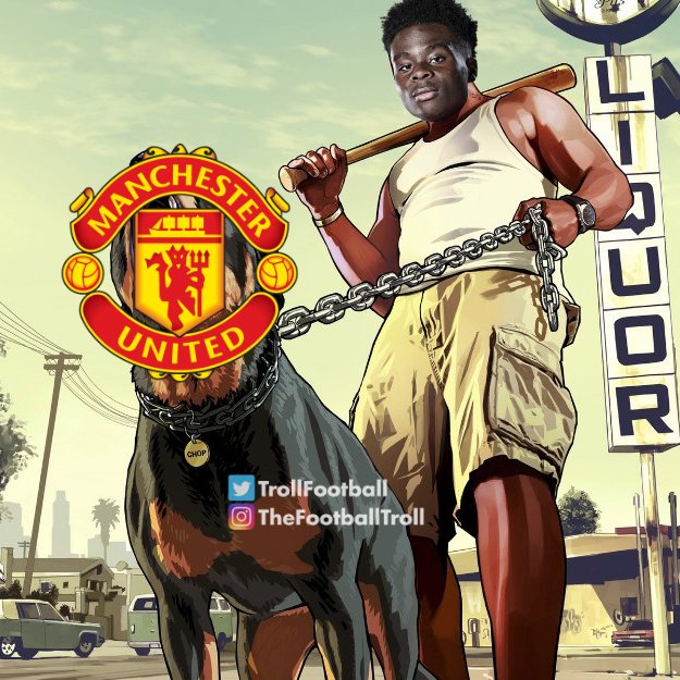 TrollFootball's tweet photo. Saka loves scoring against Man United https://t.co/35NctU4jKU
