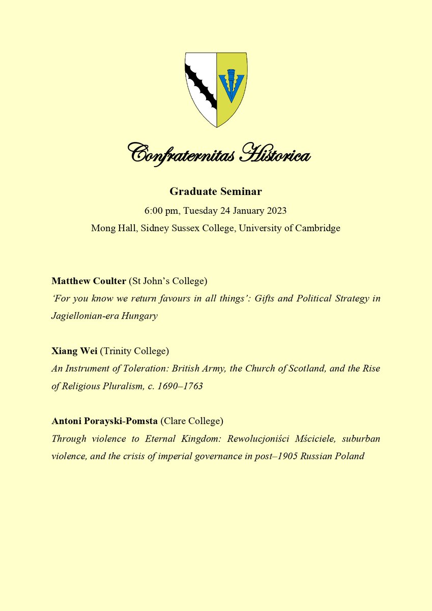 Elvira V. Tamus (@evtamus) on Twitter photo Confrat Grad Seminar - updated programme, co-organised with <a href="/NEN_Sithole/">Nicole Sithole</a>. Please join us on Tuesday to hear these exciting talks by <a href="/mj_coulter/">Matthew Coulter</a>, <a href="/XiangFrancisWei/">Xiang Wei</a>, and <a href="/aporayskipomsta/">Antoni Porayski-Pomsta</a> 😊 Confrat Grad Seminar - updated programme, co-organised with <a href="/NEN_Sithole/">Nicole Sithole</a>. Please join us on Tuesday to hear these exciting talks by <a href="/mj_coulter/">Matthew Coulter</a>, <a href="/XiangFrancisWei/">Xiang Wei</a>, and <a href="/aporayskipomsta/">Antoni Porayski-Pomsta</a> 😊