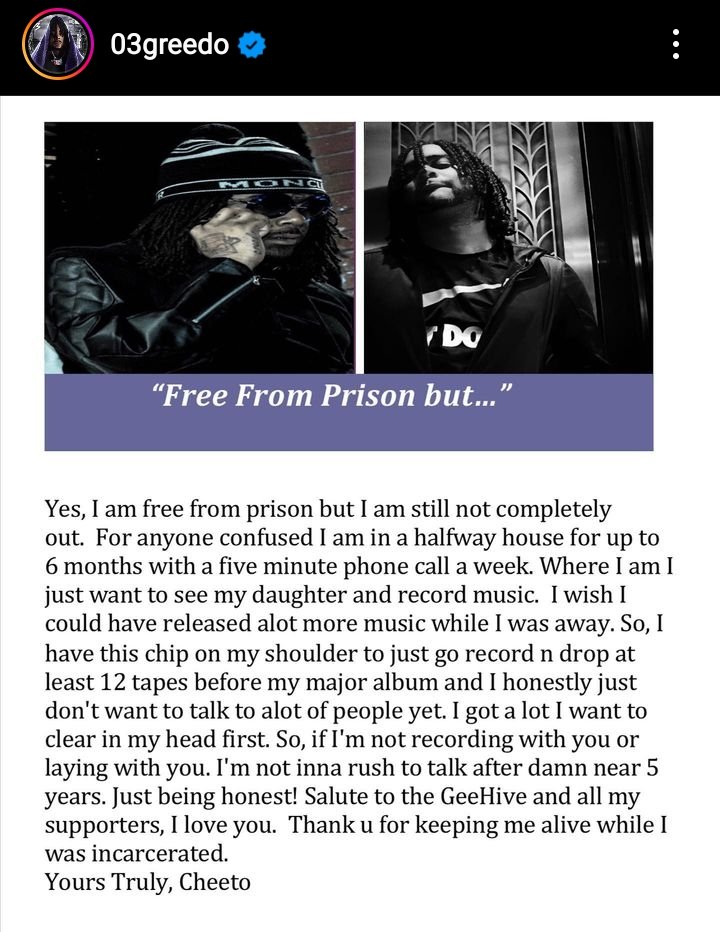 03 Greedo is about to have the craziest comeback ever bro I can feel it