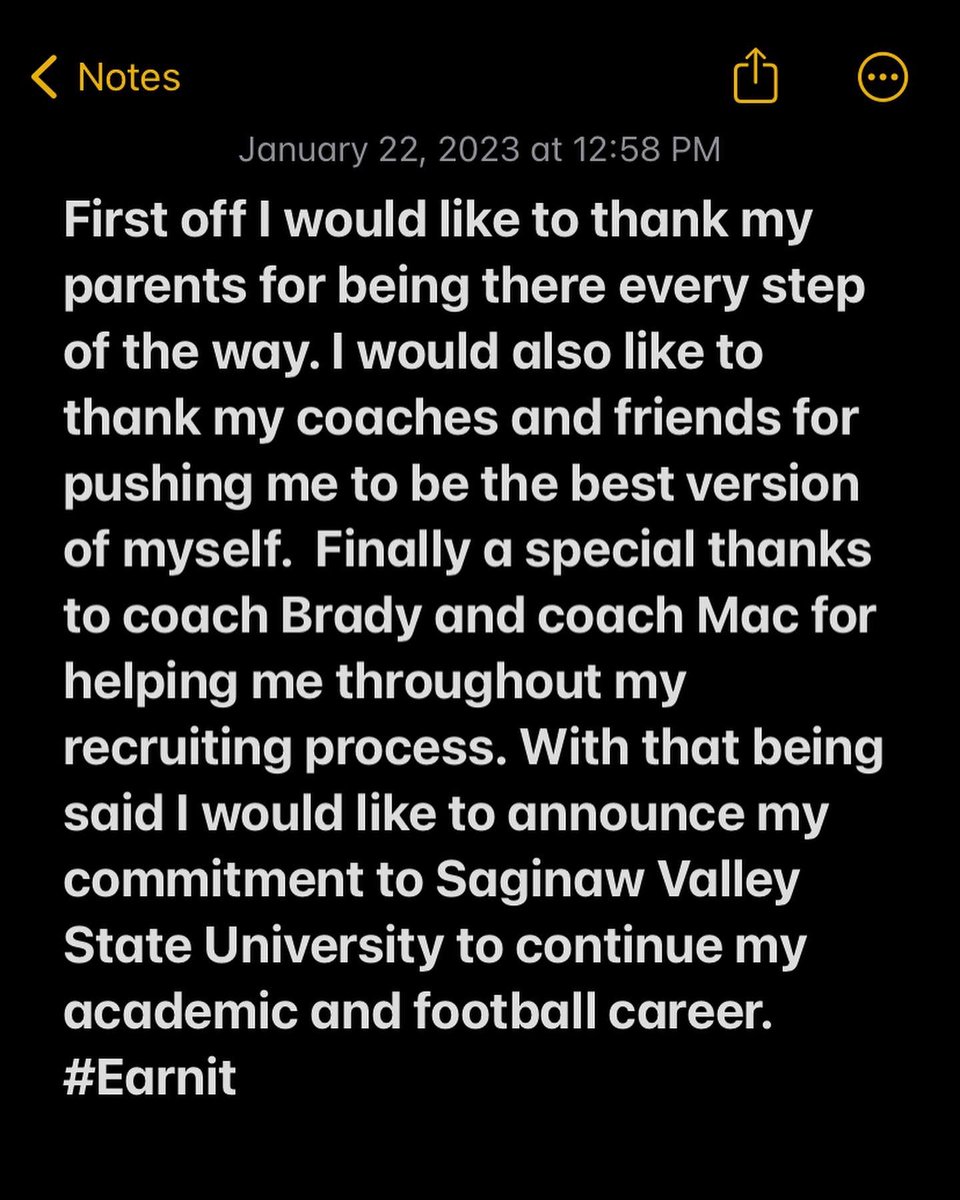 GraysonOrr65's tweet photo. Blessed to announce my commitment to Saginaw Valley State University! @rbrady1313 @CoachMacCarruth @CoachLaca @McKeownDB @svsu_football https://t.co/JFP5K73ZqD