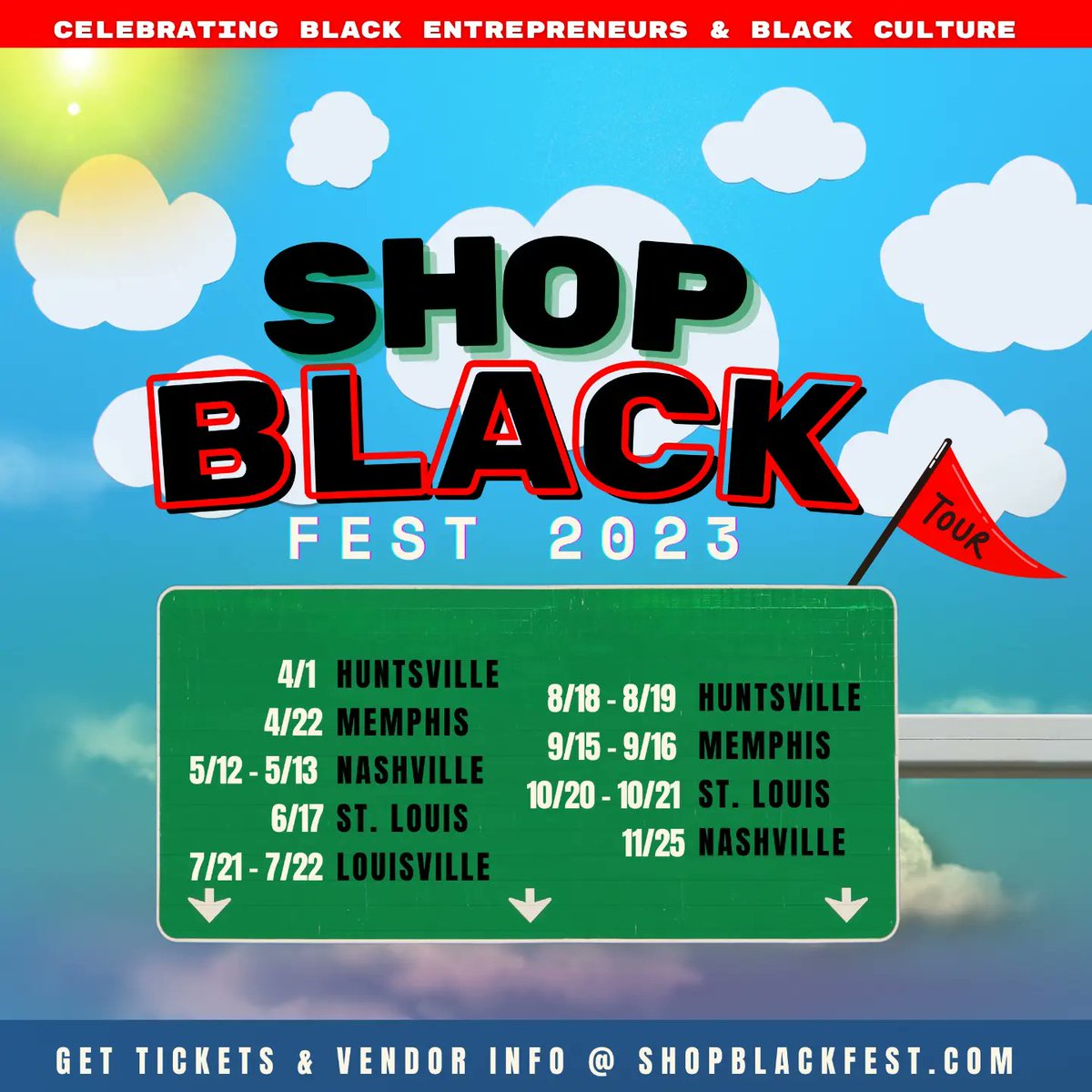 ShopBlackFest's tweet photo. 2023 is looking bright! Catapult your small business to new heights at Shop Black Fest | Visit https://t.co/sMje9BHUAp for Vendor + Attendee Info! 

Join us for the 3rd Annual Shop Black Fest Tour! Vendors are welcome to travel to any city and gain visibility for their business! https://t.co/S8yIAkZjiJ