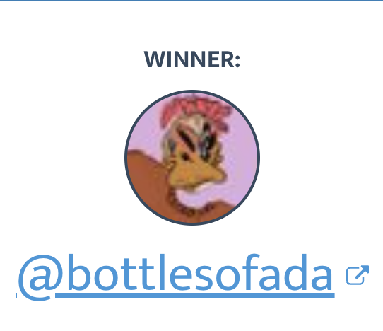 JARStudio_'s tweet photo. The winners for our Trait of the week giveaway have been chosen:

Twitter Giveaway Winner: 
@bottlesofada 
 
Random Staking giveaway Winner: JAR Head 828

Congratulations to the winners. The $jar will be sent to your wallets shortly.

Next weeks #TOTW giveaway will start tomorrow https://t.co/C9LAjJ4nVS