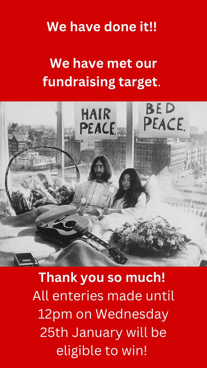 OhYeahCentre's tweet photo. We did it 🎉🎉🎉 thank you to everyone who has pledged to be in with a chance to win this piece of musical history. Any entries made until Wednesday at noon will still be eligible… #happyxmasvinyl @yokoono @seanonolennon https://t.co/WPztr9QbrW