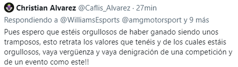 Pues parece ser que a los señores de @WilliamsEsports no les ha gustado nada que de mi opinión y también el golpe de realidad que me han bloqueado, esto lo único que sigue demostrando es que no tienen valores, que dan vergüenza y que les parece bien hacer trampas y fomentarlo!!
