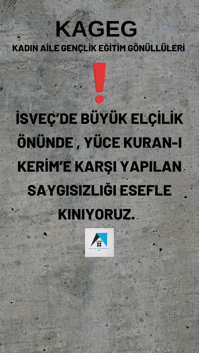 İçveç’de yapılan hadsizliği esefle kınıyoruz. 
#kuranasahipcık #basımızıntacıkuran #kınıyoruz