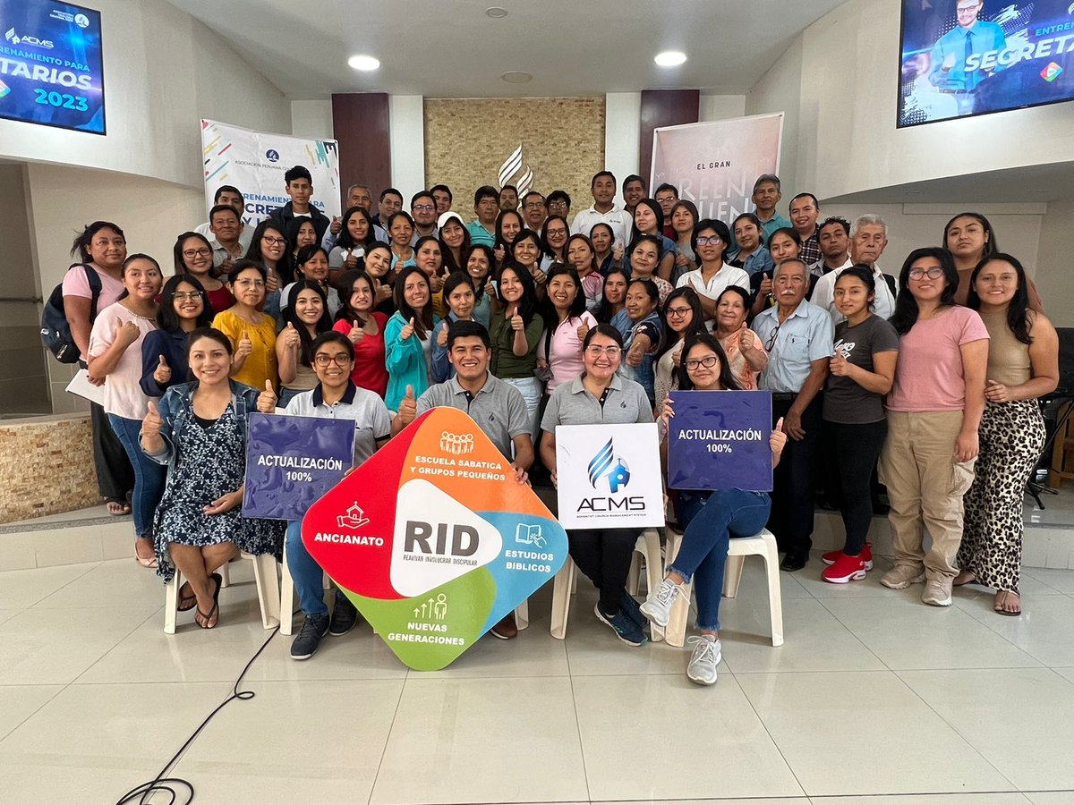 AdventistasAPCE's tweet photo. Region 4 y 5 presentes en el Entrenamiento de Secretarios 2023 ✨ de la Asociación Peruana Central Este.
#EntranamientoACMS #SecretariaAPCE
#RID
#EnfasisMisioneros
#ACMS https://t.co/MtAVi4Svyc