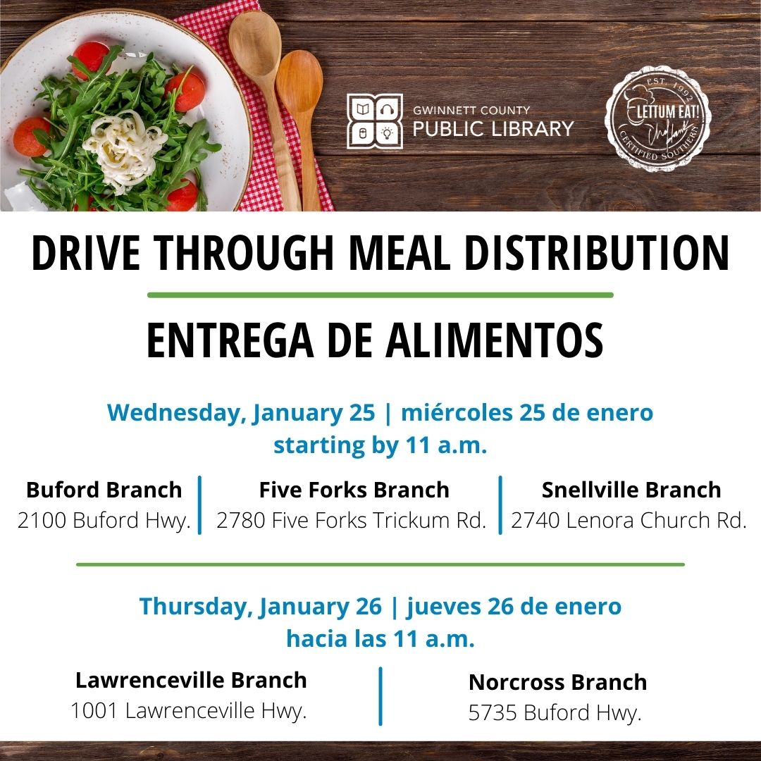 gwinnettlibrary's tweet photo. This week we'll be hosting events with @ACFB at the #Dacula Branch &amp; with @lettumeat Lettum Eat! Inc. at our #Buford, #FiveForks, #Snellville, #Lawrenceville &amp; #Norcross Branches.
For more information, visit: https://t.co/zsNY90oQN3
#FoodDistribution #GwinnettLibrary #GCPL https://t.co/EVHZIfau0W