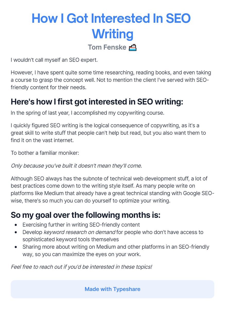 TM_Fenske's tweet photo. How I Got Interested In SEO Writing https://t.co/MrzAkiqRi7