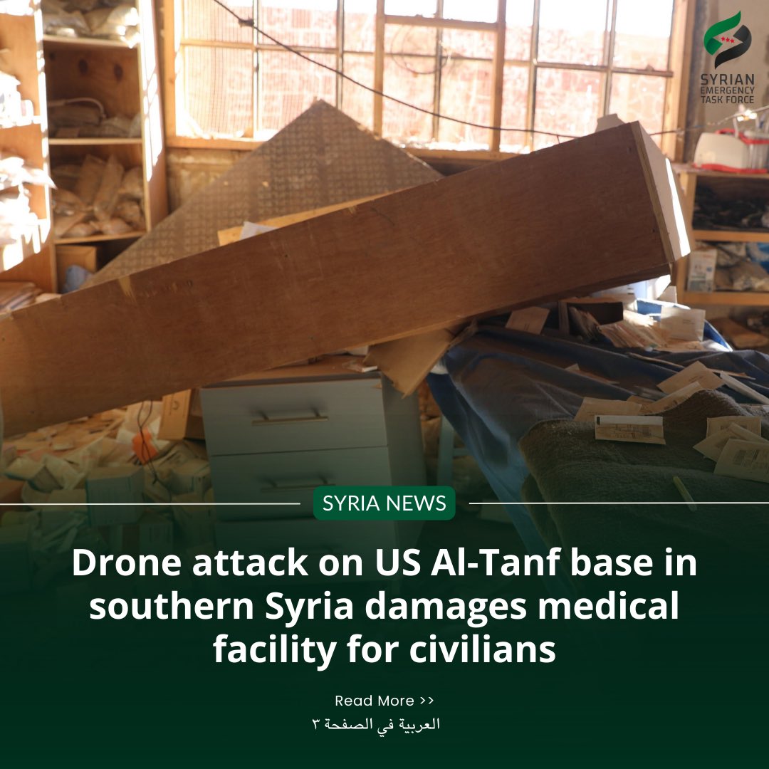 Three drones attacked the United States’ Al-Tanf garrison in southern Syria on Friday. The coalition shot two of the drones down, but the third hit the compound, injuring two allied Syrian opposition fighters who received treatment.

Read more ⬇️