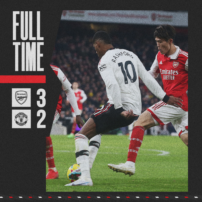 ManUtd's tweet photo. United fall to a narrow defeat in north London.

#MUFC || #ARSMUN