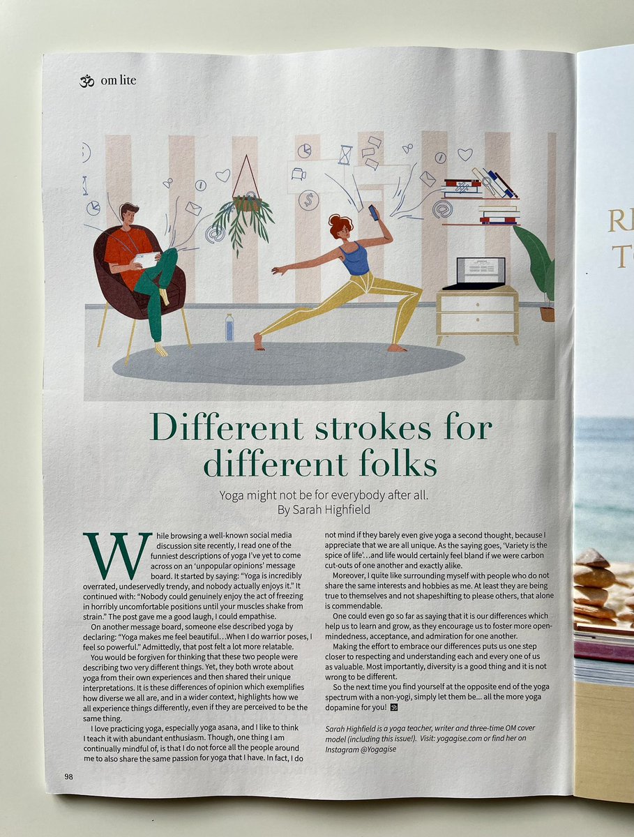 yogagise's tweet photo. The February 2023 issue of @OmYogaMagazine also marks the start of my new monthly yoga column, where Iβll be sharing my pragmatic opinions on the more controversial side of yoga.
#OmYogaMagazine #OmYogaMag #Yogagise #YogagiseYoga #SarahHighfield #YogaColumn #YogaThoughts https://t.co/6VfzvAotPj