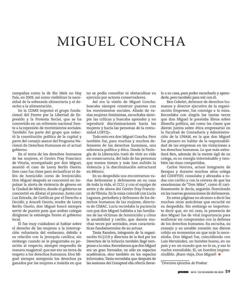 AAncheita's tweet photo. Buen domingo, dejo con ustedes mi columna en Revista @proceso recordando a Don Miguel Concha, no solo su lucha por la igualdad, sino también las risas compartidas que tanto hacen falta en este adolorido país! Un abrazo hasta donde esté! https://t.co/w6AIhIr50U