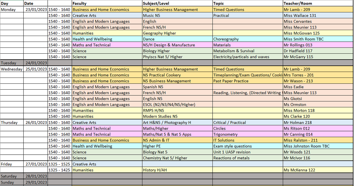Supported Study sessions available this week: