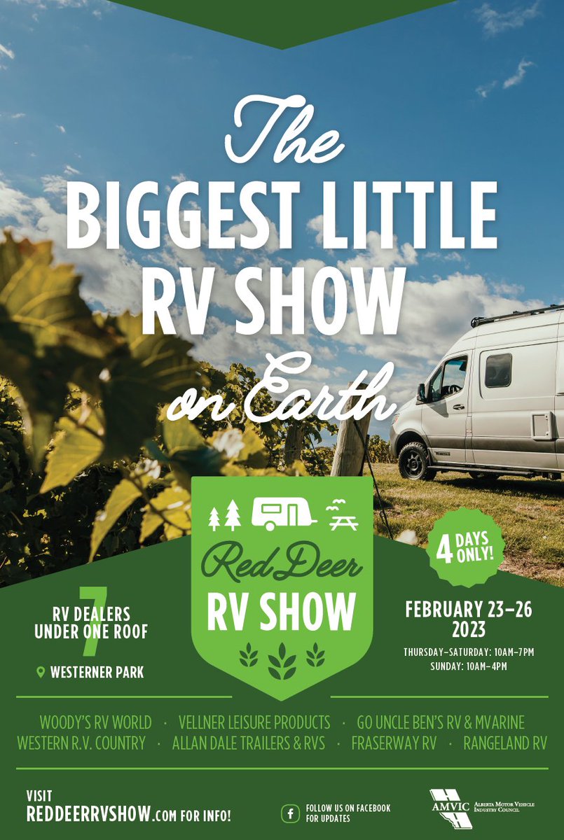 Save the date! The Red Deer RV show is coming up fast. We'll be there. You? 

@rdrvshow #RedDeerRVShow