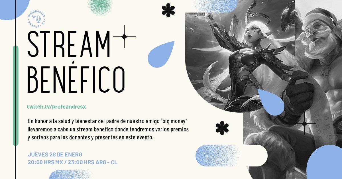 LucasBenaim's tweet photo. Este jueves en @quebrandoescena vamos a estar realizando un stream benéfico para ayudar a @B1gMoneyGG y su familia en acompañar la enfermedad de su padre.

Les pido su apoyo en esta ocasión para ayudar a un amigo. Quien quiera ayudar de una forma u otra es mas que bienvenido. https://t.co/58Otq4GjYY