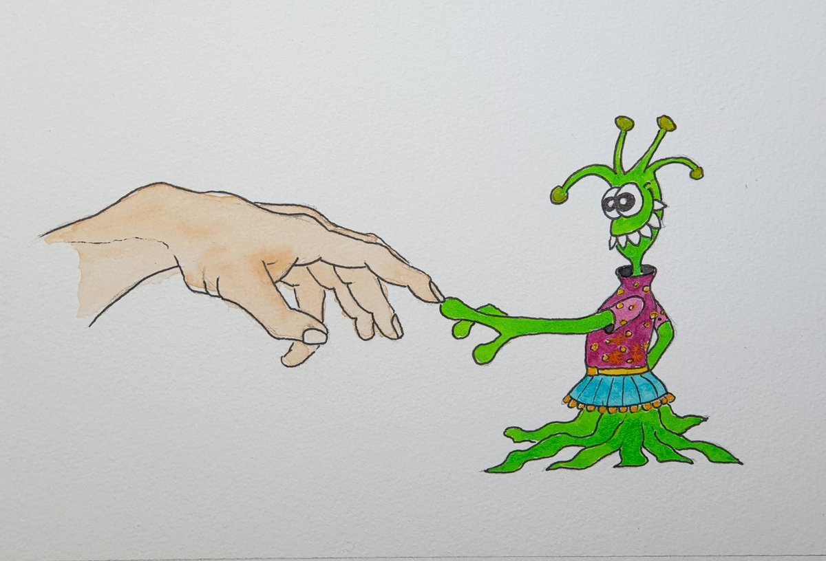 #monstererfinden Nr. 92 von @DatFloecky 

Thema: 'Verewigt von einem Künstler'

#kleineKunstklasse
#watercolor