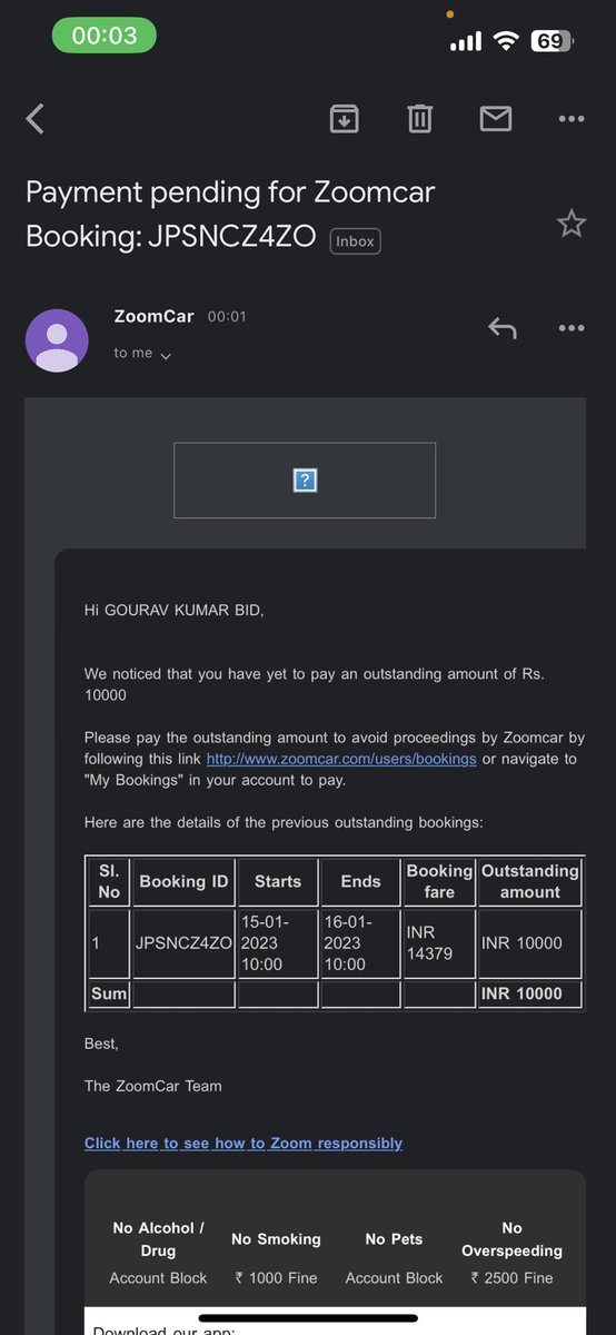 gourav2907's tweet photo. @Zoomcar_India / @ZoomcarBLR can you please explain why am i being charged with this fine unnecessarily?! I have raised a ticket with your customer support but no proper resolution was provided to me. Refer to the attached images. 
#zoomcarindia #zoomcarblr https://t.co/Uwehnx49XU