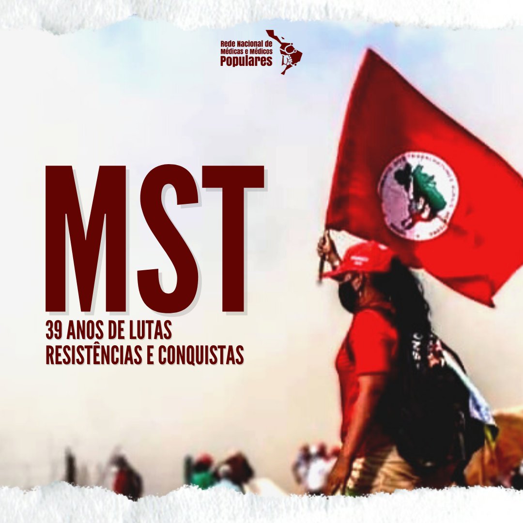 São 39 anos de história construída pela força e ousadia de camponeses e camponesas em defesa da Terra, da Reforma Agrária e Transformação Social.

Saúde é a capacidade de lutar contra tudo que nos oprime!

<a href="/MST_Oficial/">MST Oficial</a>