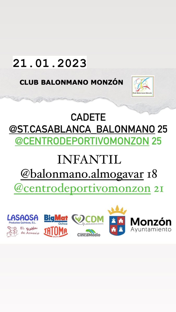 monzon_bm's tweet photo. 21.01.2023🤾🏻‍♂️

El equipo cadete estuvo muy cerca de la victoria ante uno de los líderes del grupo realizando un gran partido mientras que el infantil, ha conseguido doblegar una buena defensa adelantada del equipo contrario llevándose la victoria.

#monzon #balonmanomonzon #farbm https://t.co/qmDvF6tibh