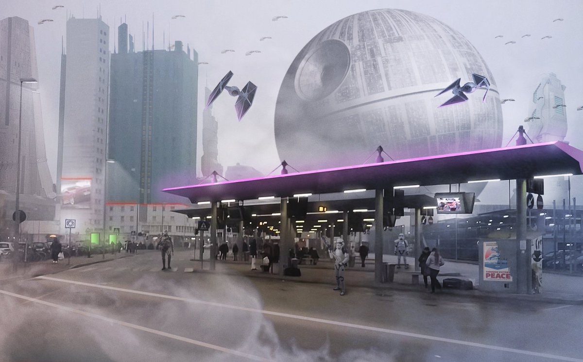 RealityFantasy3's tweet photo. "Pendolari galattici"
I fuori sede extra-galattici avranno un po' di difficoltà ad arrivare in orario a lezione

#padova #unipd #scifi #starwars #deathstar #stormtrooper #train #station #italy #veneto #photobashing #digitalart #fantasy #realitymeetsfantasy https://t.co/8DEuLL8aeR