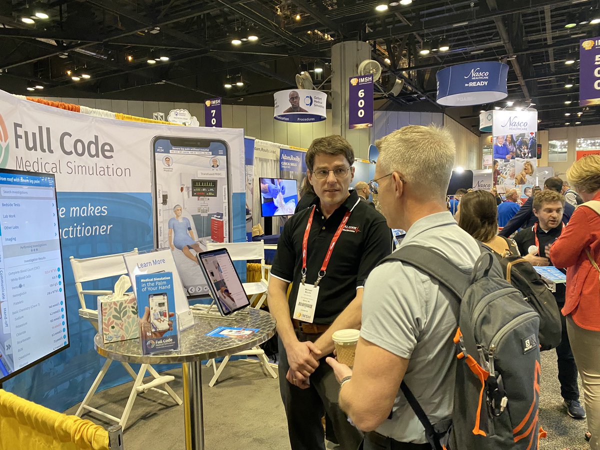 fullcodemedical's tweet image. Our team is having a blast so far at #IMSH2023! Come visit us at booth 549 for a demo and to sign up for a free, 3-month individual subscription. @SSHorg #medicaleducation #virtualsimulation #medicalsimulation #medsim #medEd #medschooltools #virtualpatients #edtech