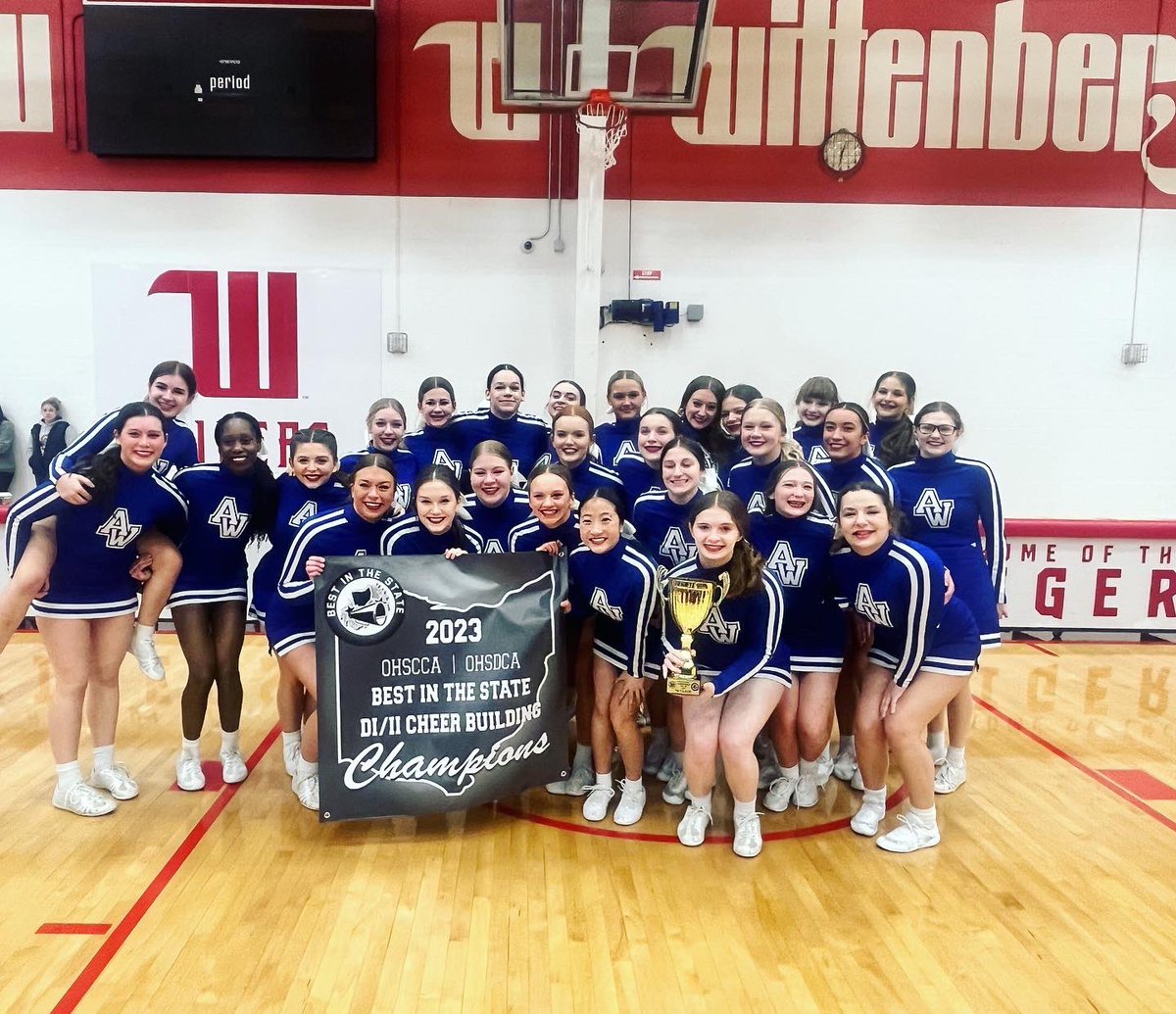 AWHS_Cheer's tweet photo. Not only did your AWHS cheerleaders bring home first place in Division 1 mount, they are coming home Grand Champions of all mounting schools Divisions 1-5! We are so proud of them! Shout out to all the Northwest Ohio teams that brought home first in their divisions!#rollgens https://t.co/17Jfd49Uh2