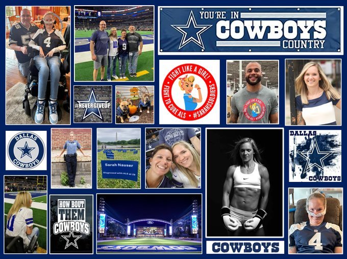 RT #CowboysNation 
 
<a href="/SarahNauser/">Sarah Nauser</a> has fatal #ALS
Her #FightLikeAGirl campaign inspired <a href="/dak/">Dak Prescott</a>

Sarah deserves to live
Tell Congress that FDA must let #neurologists testify how #NurOwn slows paralysis

➡️bit.ly/ALS_Congress

#SarahsSoldiers 
#Cowboys #DALvsSF 
#DallasCowboys