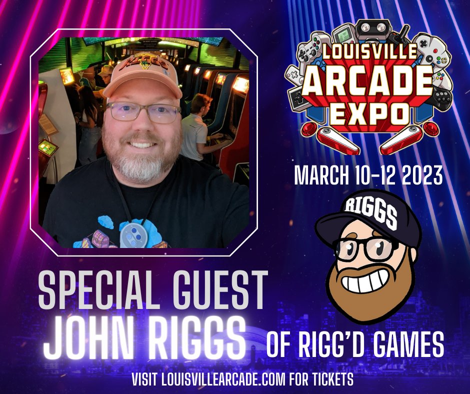 We are excited to announce John Riggs of Rigg'd Games will be appearing at the 2023 Louisville Arcade Expo!

For more information and tickets, check out louisvillearcade.com

#louisvillearcadeexpo
#lax2023
#retrogaming
#nes