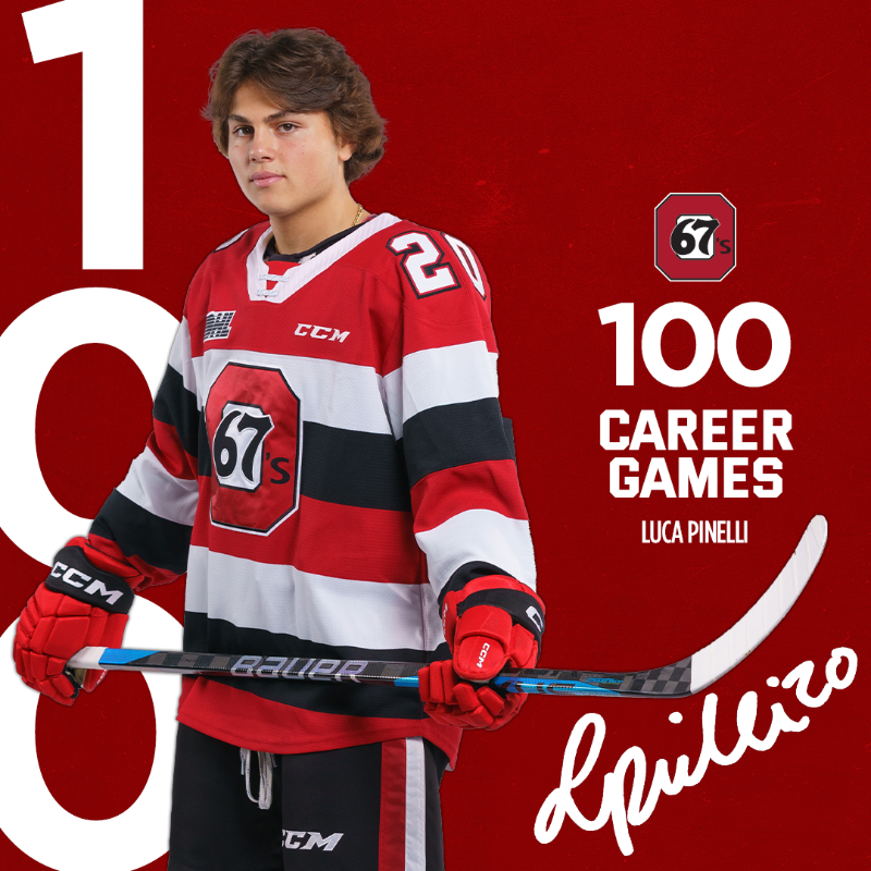 Ottawa67sHockey's tweet photo. Two major milestones today!

Congratulations to forward @Lucapinelli44 and defenceman @tsirms for reaching 100 games played! 👏 👏 https://t.co/epO7shDY4k