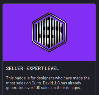 DavidLG_3D's tweet photo. I'm now an EXPERT SELLER on @Cults3D !! 
Thank you so much to every one that downloaded a #3Dmodel form me ! It means so much. 
#3Dprinting #proud #3D https://t.co/i8FdZupg8k