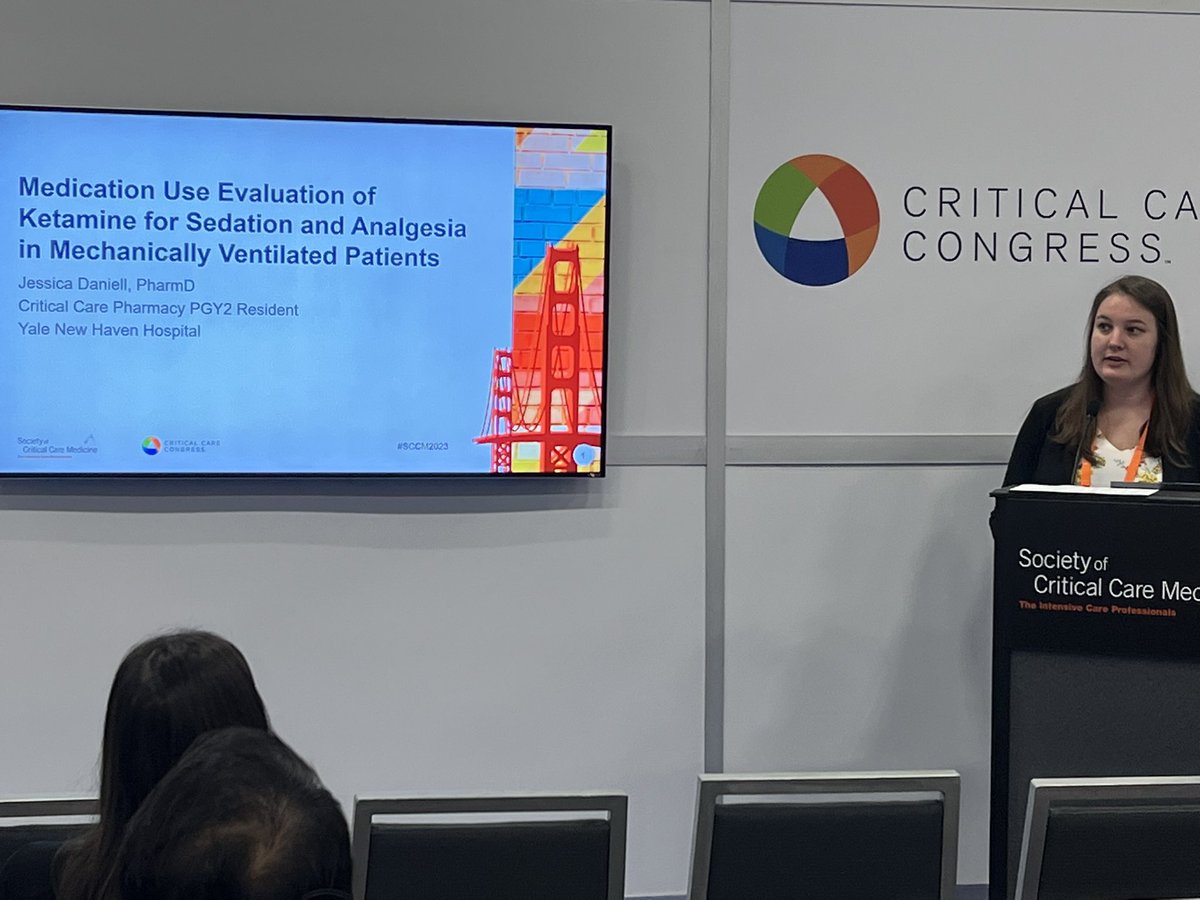 Proud of our PGY-2 resident, Jessica Daniell @keefejm, for presenting her evaluation on the use of ketamine for sedation in mechanically ventilated patients #YNHHSPharmacy