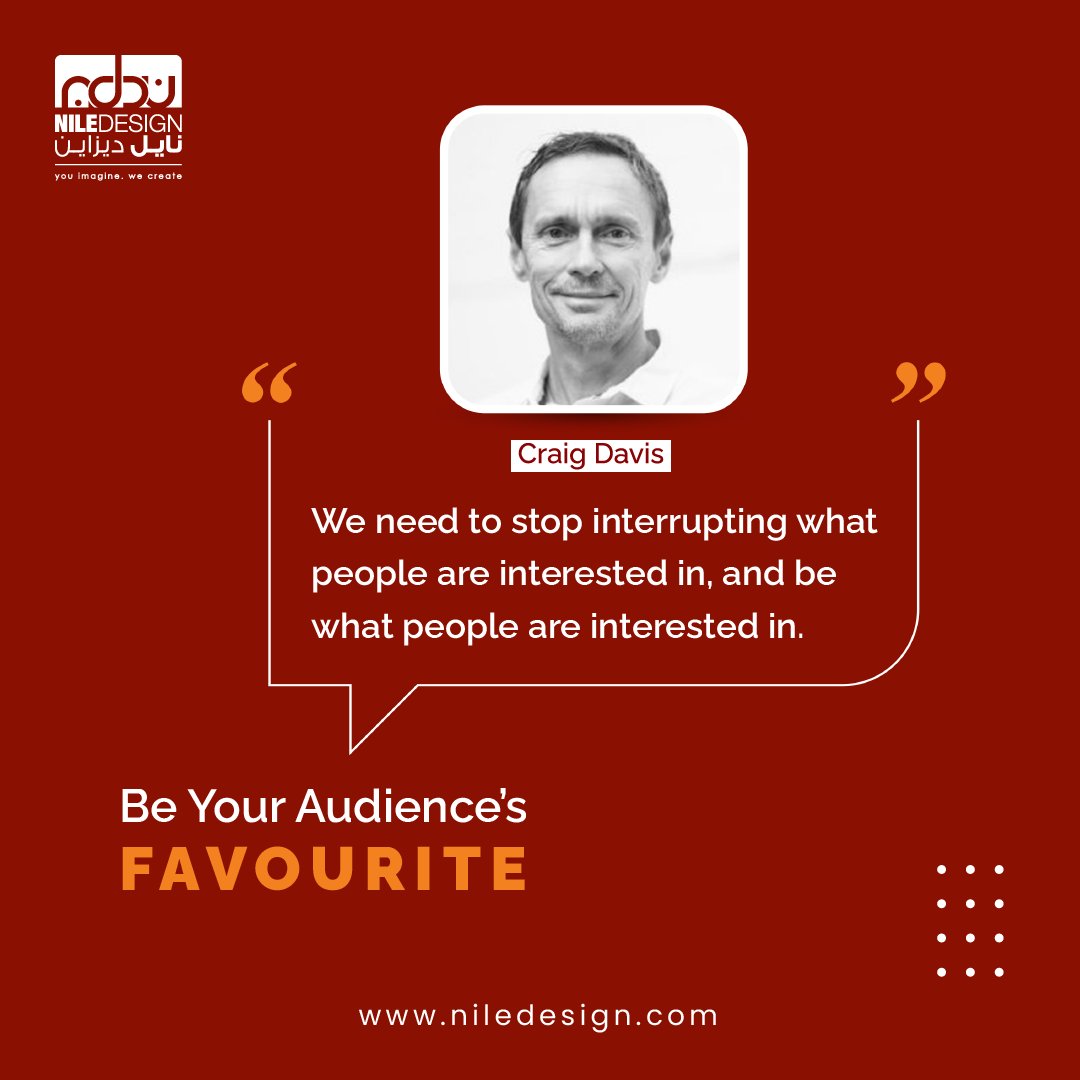 niledesign's tweet photo. “We need to stop interrupting what people are interested in, and be what people are interested in” Craig Davis
That’s why we care about the buyer persona, and manage it.
Contact us:
Email: start@niledesign.com     
Website: https://t.co/6PQi0IGWqw https://t.co/R3VLTdE2Qj
