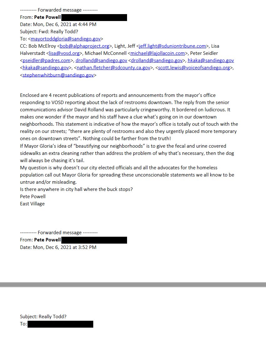 A brief history of @SeanEloRiveraD9 & @MayorToddGloria just saying no to public restrooms because they 'are expensive to construct, connect, maintain, and if necessary, staff.' FYI: So is a new City Hall complex- but Sean & Todd seem intent on building it anyway.