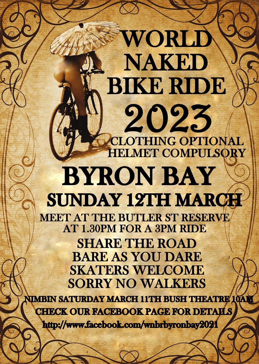 nudeyman's tweet photo. #wnbr Locked in for another WNBR at Byron Bay,👌
I didn’t make it last year but hopefully I get there this year 🙄 #WNBR #nakedbikeride #byronbay #canyouseemenow #bikesafety #lookbike #bodypositivity #bodyimage #bodyacceptance https://t.co/HfQVnE02Oj