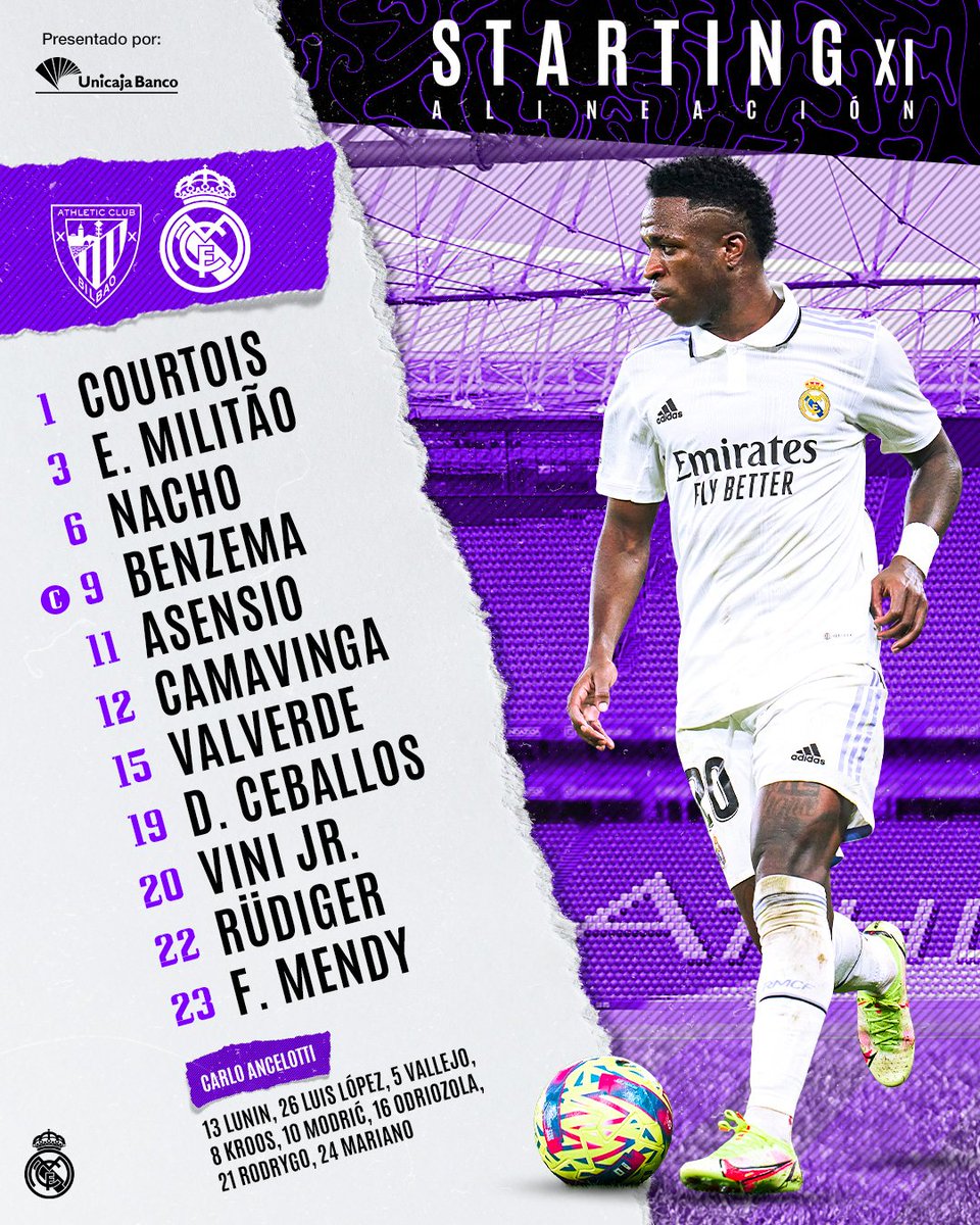 enelminuto91's tweet photo. 📝 ONCES TITULARES.

🔴⚪ Athletic Club 🆚 Real Madrid ⚪⚪

🏟️ San Mamés.

⏰ 21:00

📺 DAZN.

👉 @JositoHerrero https://t.co/YGqEOzpZZ8