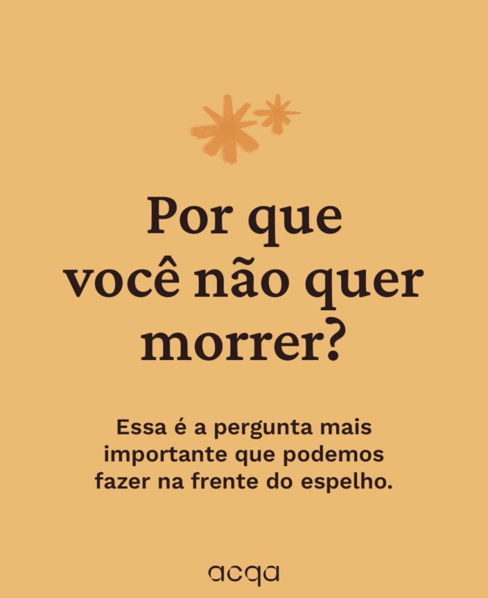 devoglio's tweet image. Por que você não quer morrer?
Essa é a pergunta mais importante que podemos fazer na frente do espelho.
acqa