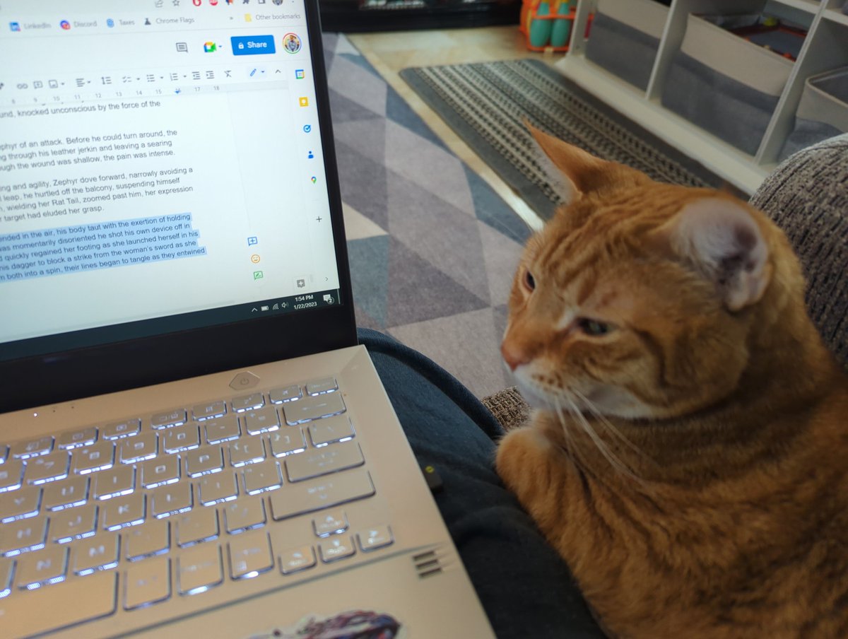 simon_shugar's tweet image. Current status: Cat trapped. 

Also about 80% through the first draft of book 2!

#WritingCommunity #writerslife #writersproblem