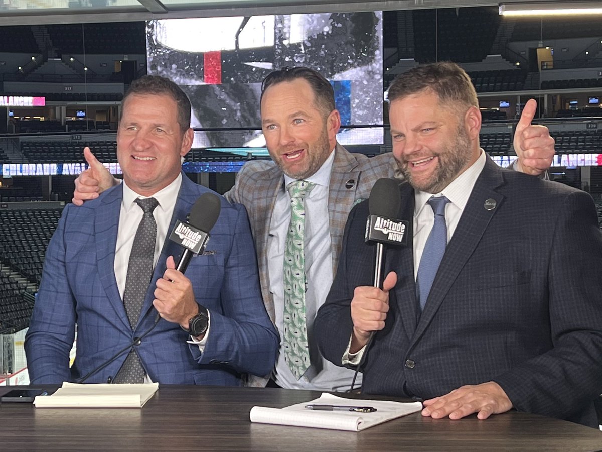 AltitudeTV's tweet photo. Dear Twitter-Less Footer, 

We are so lucky to have had you grace our broadcasts with your hockey knowledge. (Putting up with Kyle and Ryker is a challenge in its own.)

From everyone at Altitude,  Congratulations and good luck on your next adventure! https://t.co/Zk2csZlG5D